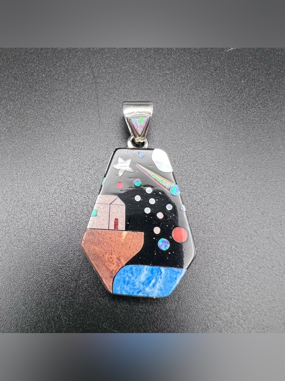 Sterling Silver Galaxy Inlay Pendant - Cliff House - Picture 1 of 5